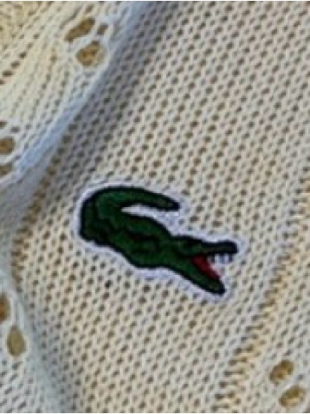 Lacoste Cream Polo with Green Crocodile Logo